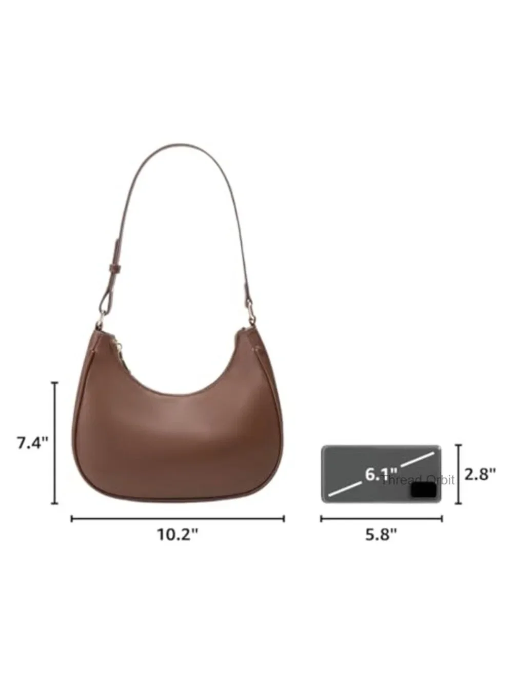 PU Leather Hobo Tote Handbag with Zipper Closure Mini Clutch Purse